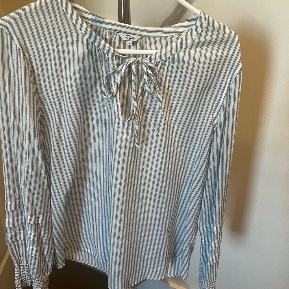 Rails Blue and White Striped Blouse